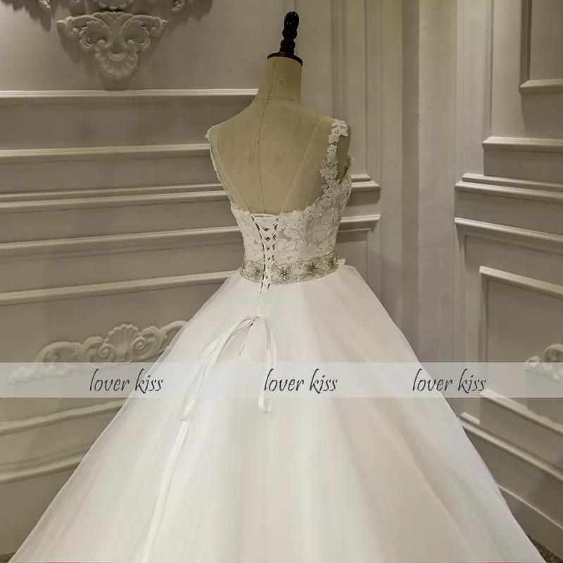 Lover Kiss Vestido De Noiva гламур кружево без рукавов свадебное платье корсет блеск лента невесты плюс размеры mariage robe mariee
