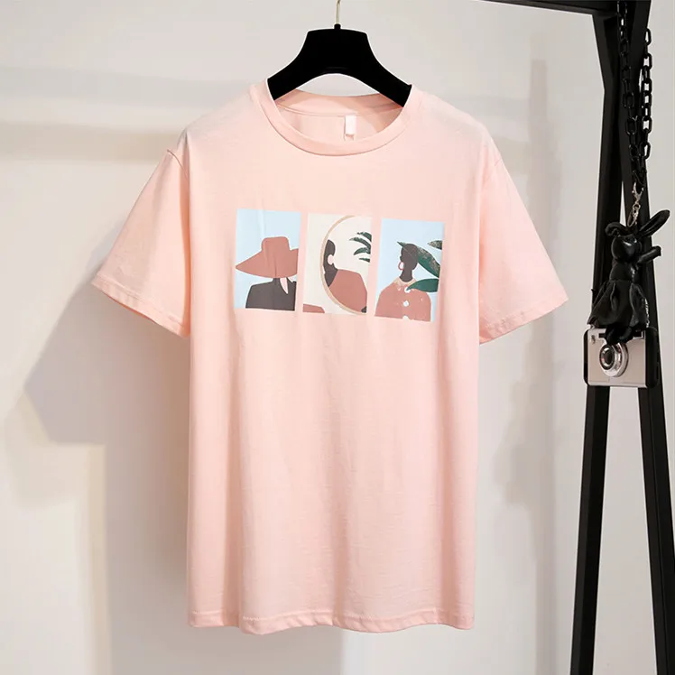 2019 Летняя женская футболка с короткими рукавами и круглым вырезом + тонкая юбка