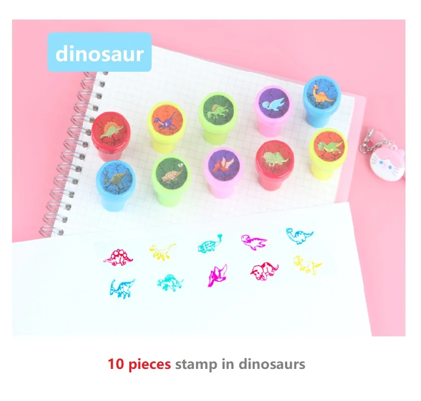 10 pieces dinosaur Дети мультфильм штамп письмо английский 26 Алфавит 1-10 штамп с номером математики марки учительницы животных хвала наградные марки стикер selfink - Цвет: 10 pieces dinosaur