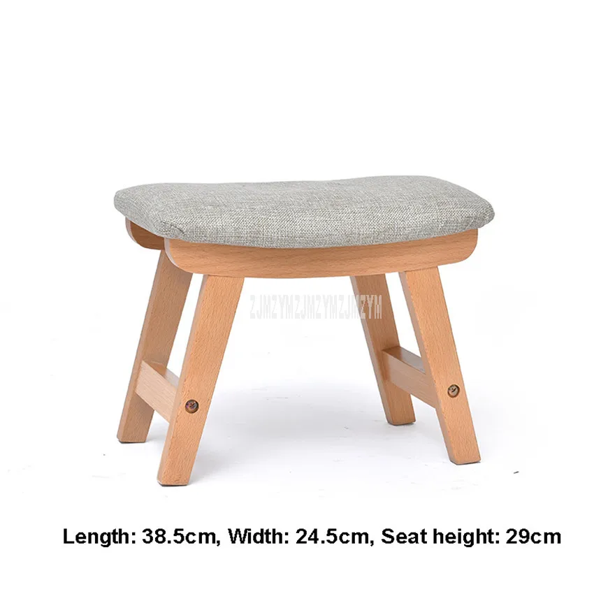 gray Wood color Твердые деревянные ноги низкий табурет Хлопок Моющиеся Гостиная обувь изменение спальня диван Сторона Мягкая Мини пуфик табурет - Цвет: gray Wood color