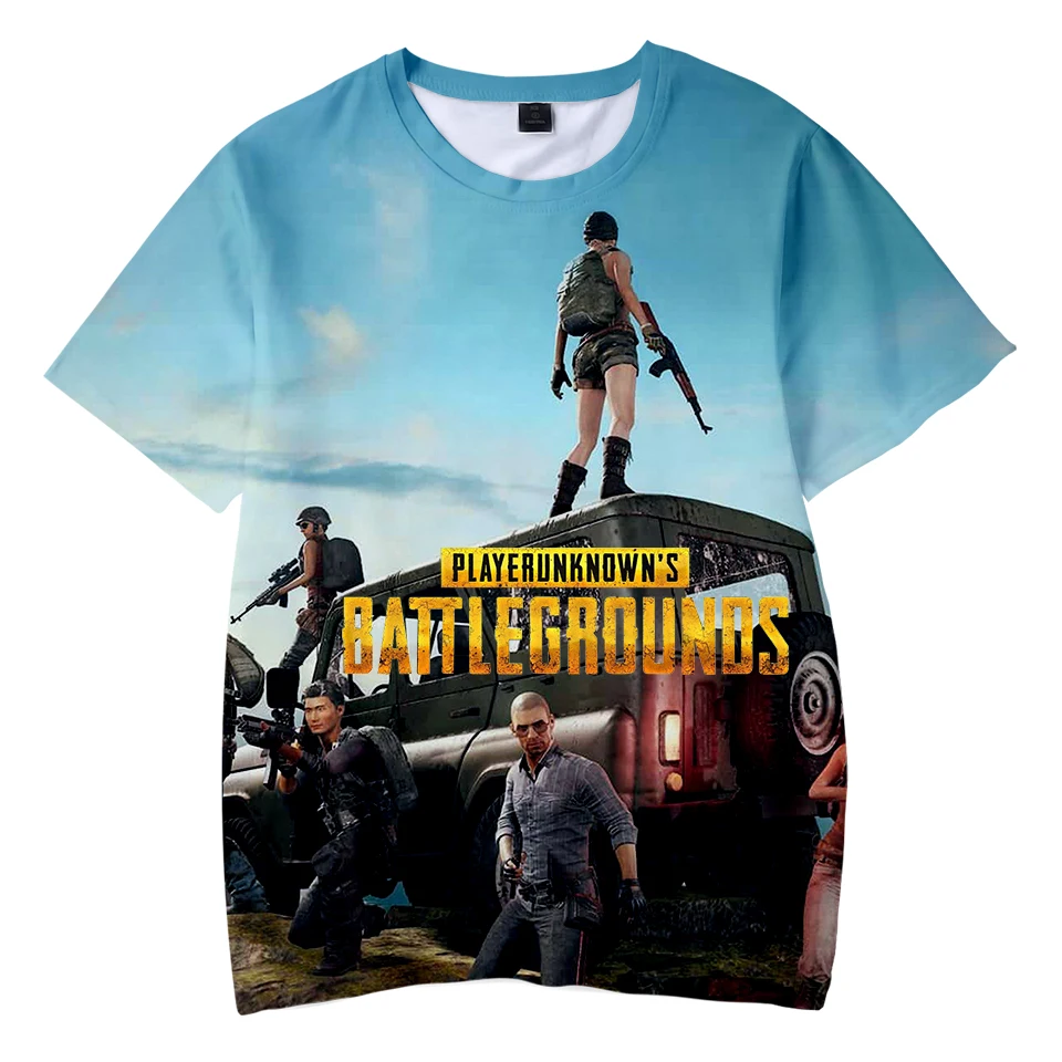 Красивая Детская футболка с принтом PUBG для мальчиков и девочек летняя модная