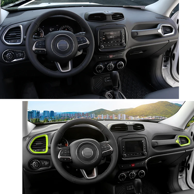SHINEKA Car Styling For Jeep Renegade 2016 2017 ABS 3D Dashboard Air Condition Vent Outlet Decoration Cover Trim Frame Sticker |car