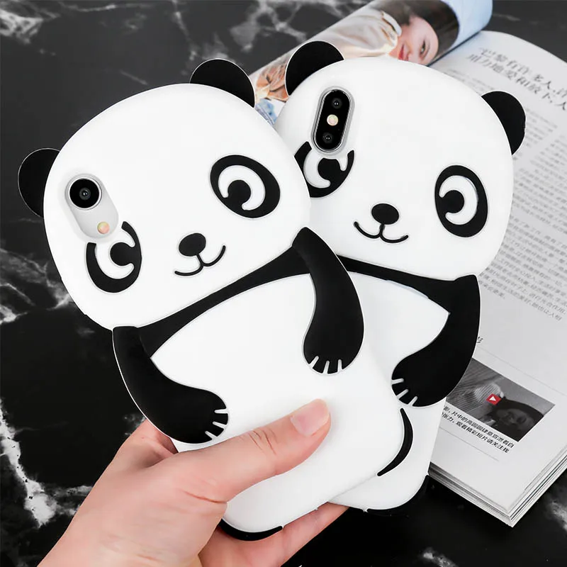 3D чехол с милой пандой и животными для iPhone 6, 6s, 7, 8 Plus, X, XS, силиконовый резиновый мягкий чехол для iPhone 7, 8, 5, 5S, SE, чехол для телефона