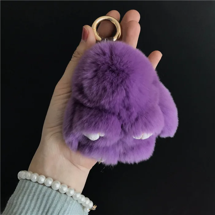 Magicfur- новинка. 10 см мини Настоящий мех кролика кролик игрушка кукольный брелок Настоящий мех кролика сумка брелок - Цвет: purple
