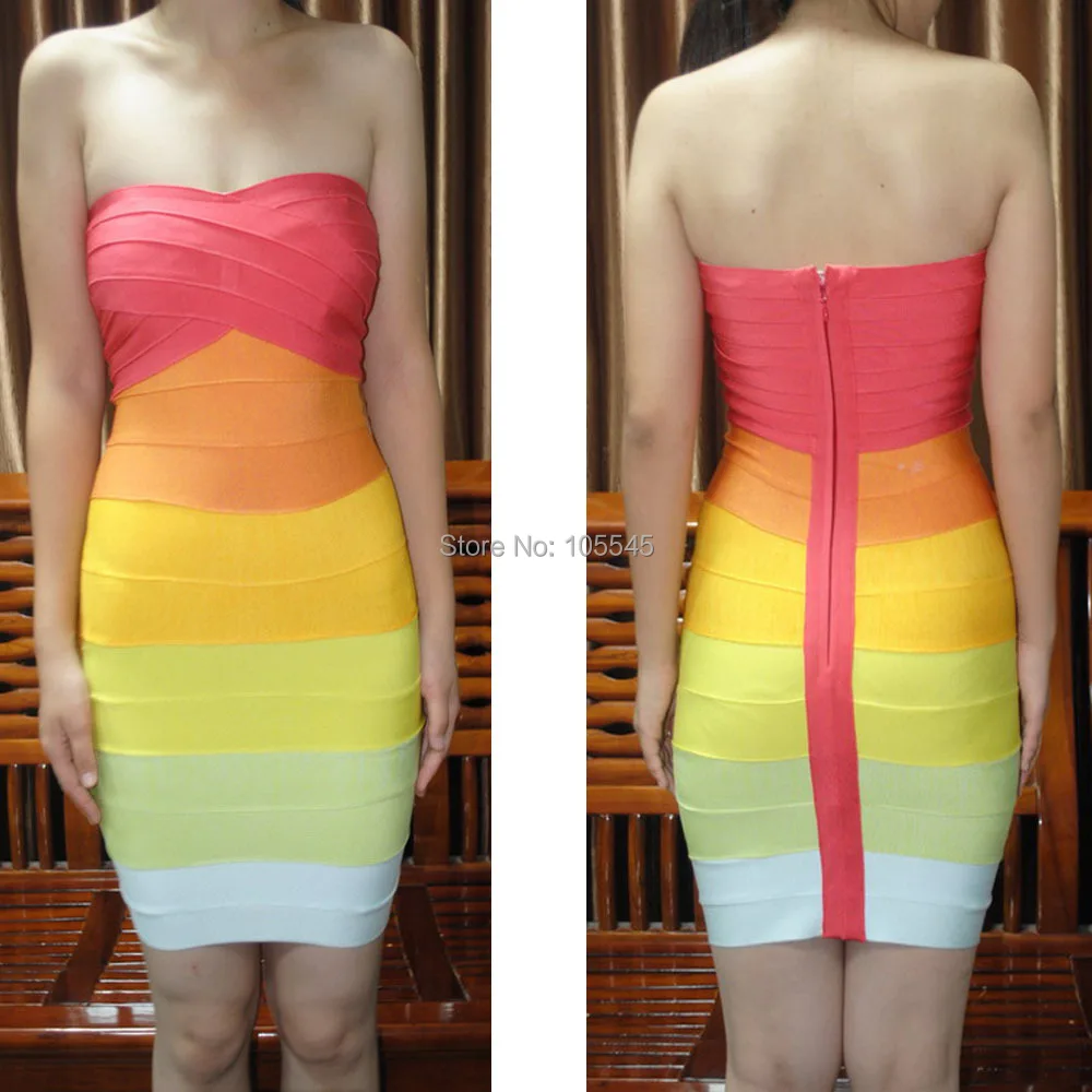 Оптовая продажа 2014 осень новый женщины без бретелек красный градиент элегантный