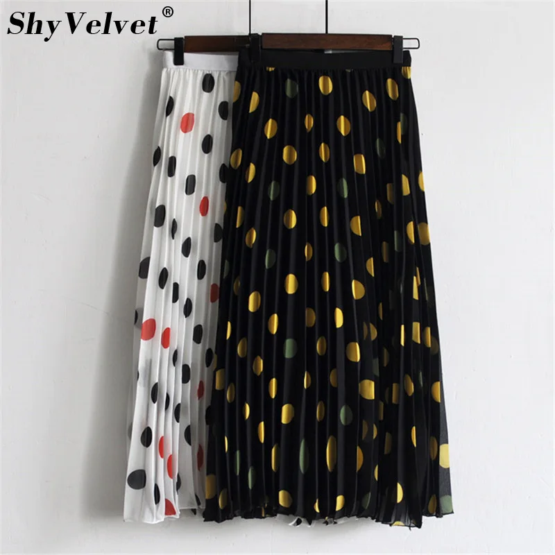 Летняя Фея Стиль Multi цвет горошек шифоновая юбка Эластичный Высокая талия