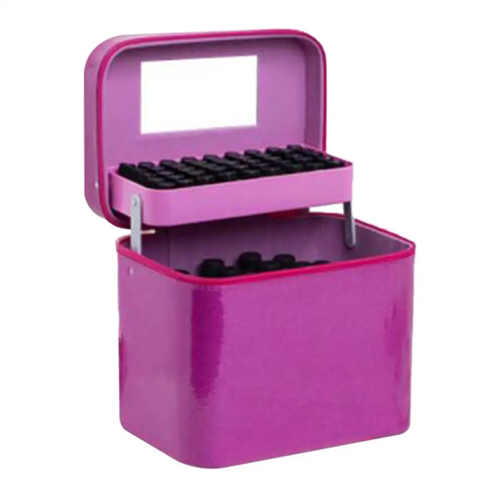 Hot Pink Сумка для эфирного масла многофункциональная коробка для хранения зеркальная Портативная сумка для хранения 60 отсеков 15 мл 45 отсеков 1-3 мл эфирное - Цвет: Hot Pink