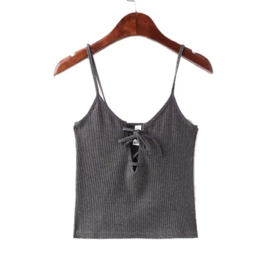 Gray Женщины crop топ Дамы Сексуальная клуб топ 5 Цвет твердые Многоцветный Bodycon Хлопок Майка Женщины Жилет Топы haut femme - Цвет: Gray