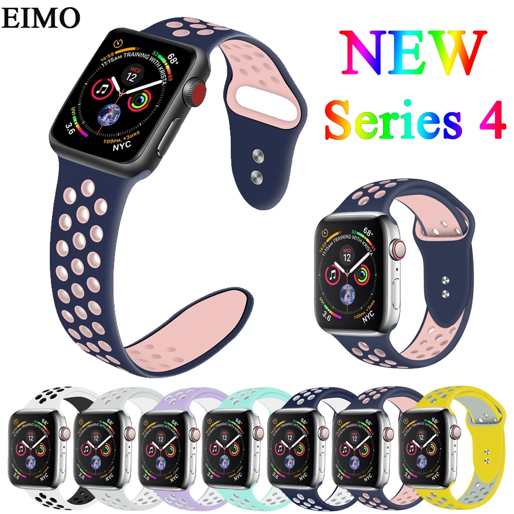 EIMO Correa для наручных часов Apple Watch, ремешок 42 мм, 38 мм, Версия 44/40 мм наручных часов iwatch серии 4, версия 1, 2, 3, ремешок Nike спортивный ремешок для часов Силиконовый Браслет наручный ремень ремешок для часов