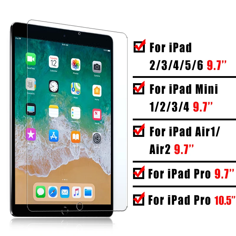 Защитный Стекло для Apple iPad 9,7 10,5 5th 6th Pro Экран протектор Закаленное воздуха 1 2 3 4 5 6 поколения TH