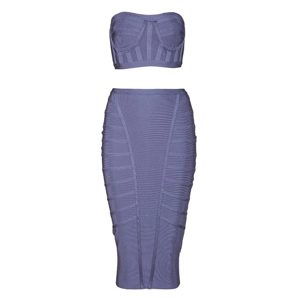 Seamyla, новинка, сексуальное Бандажное платье без бретелек, vestidos verano, летний комплект из 2 предметов, женское облегающее серое вечернее платье знаменитостей - Цвет: As Photo