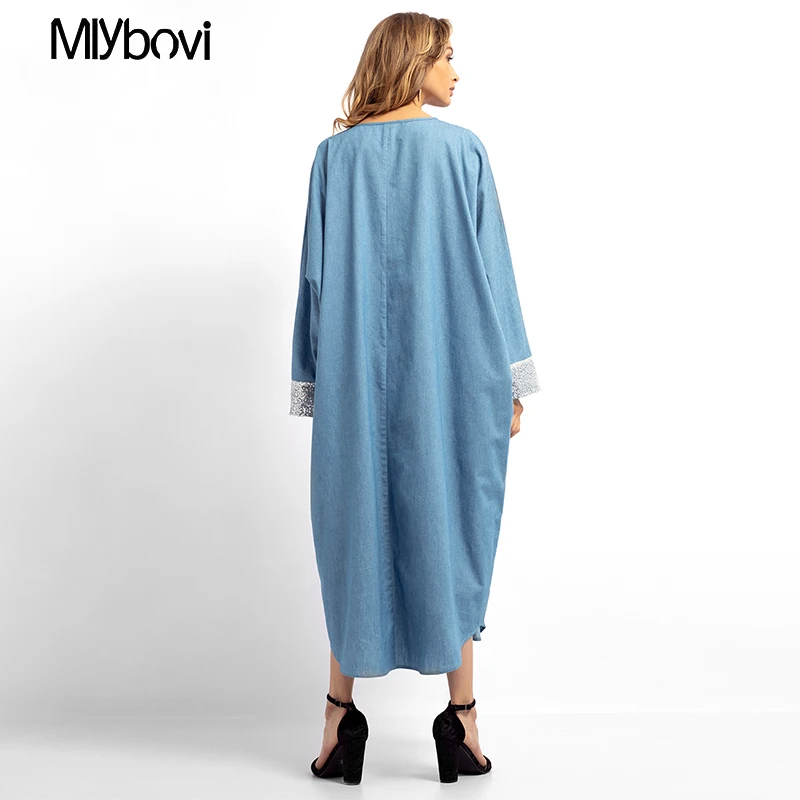 Синяя мусульманская модная Турецкая одежда Abaya Дубай еврейский шифон