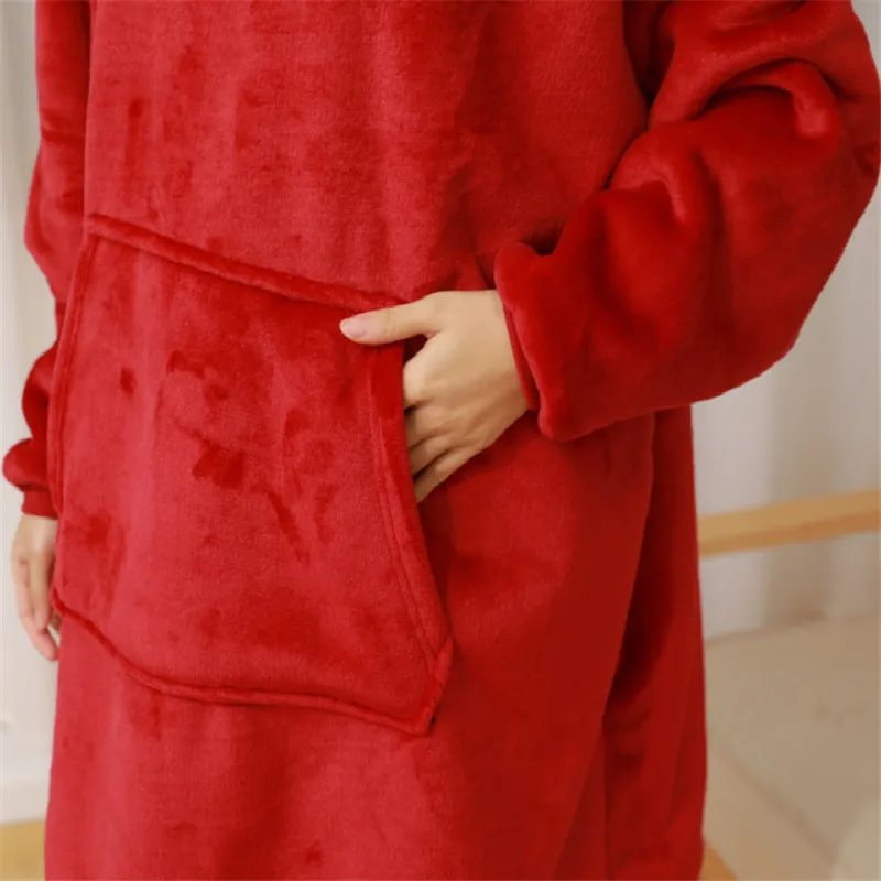 Microfine теплое одеяло с рукавами карман толстовка свитшот ТВ флисовое пуховое