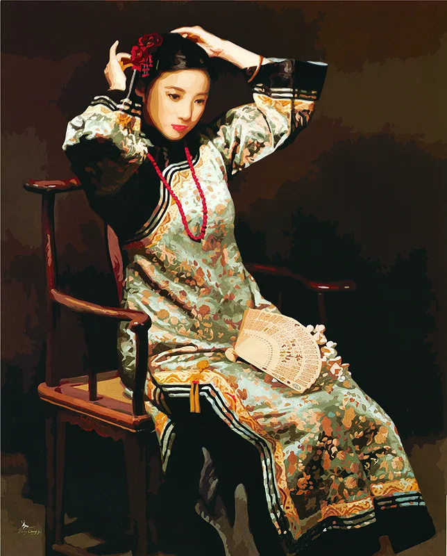 Китайская традиционная Женская гейша украшение для гостиной краска масляной