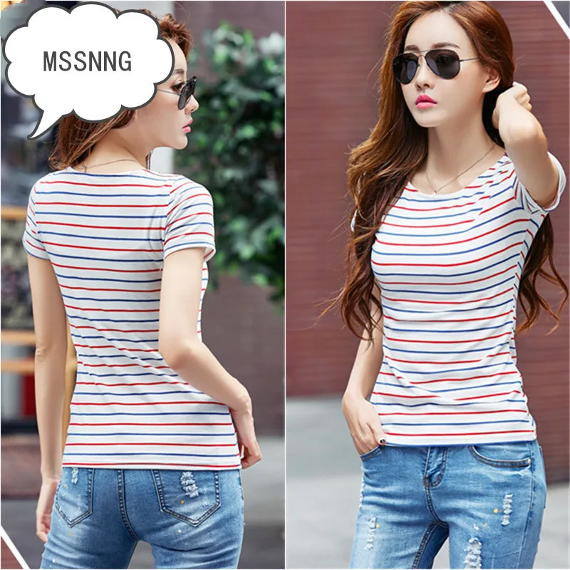 Женская футболка в полоску с коротким рукавом радужную полоску|Футболки| |