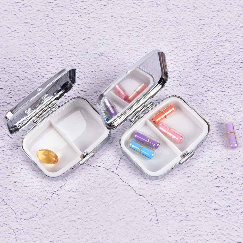 

Mini Medicines Pill Metal Case Pildoras Container Box Folding Estuche Organizer Pastilleros Cutter Splitters
