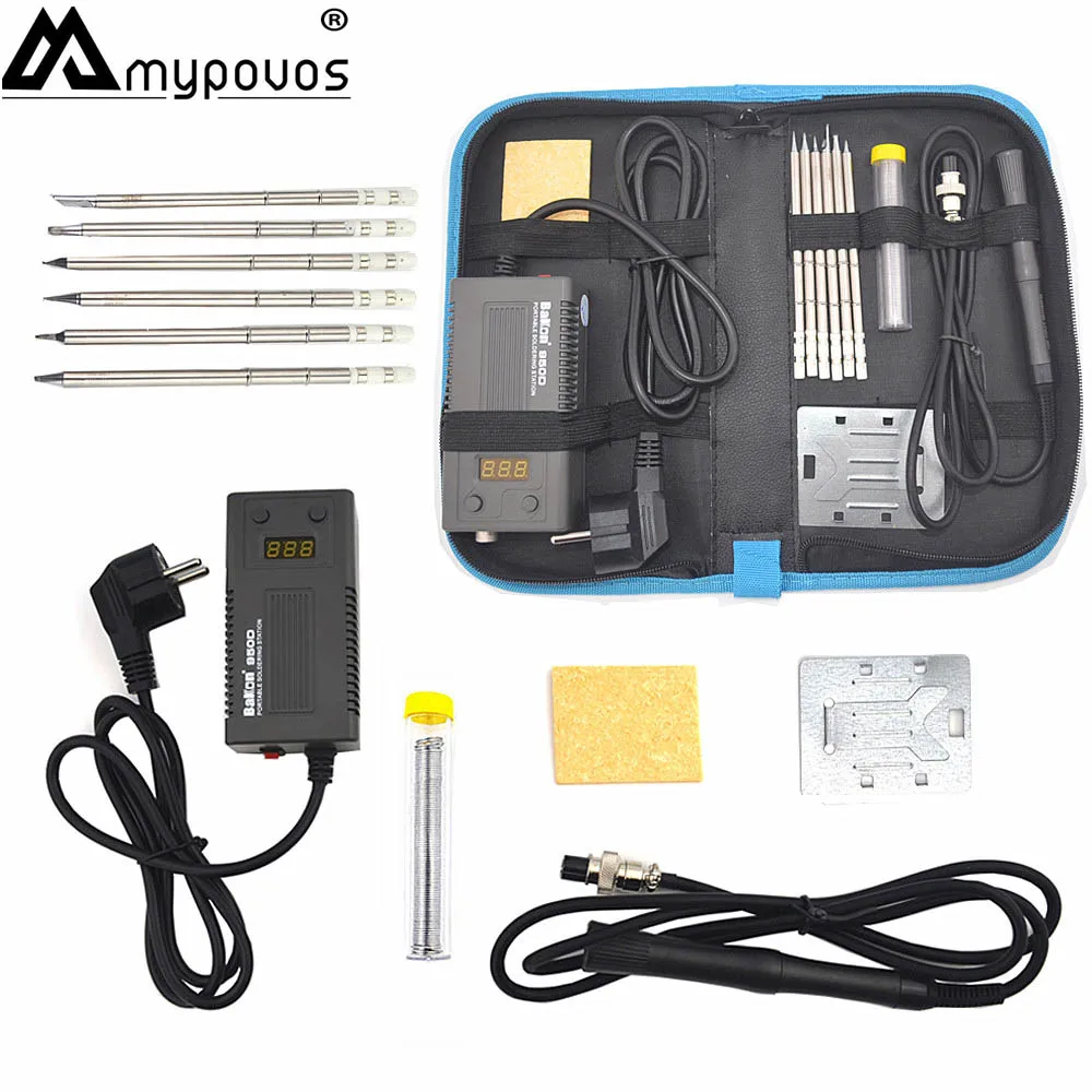 Package 1 BAKON 75 Вт 950D Электрический паяльник Портативный электрический утюг T13 железная головка Мини Портативная цифровая паяльная станция T13 железный наконечник - Цвет: Package 1
