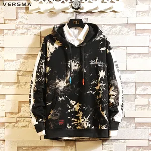 VERSMA 2019 корейский Ulzzang Harajuku Камуфляж Толстовки с принтом кофты Для мужчин с капюшоном в стиле хип-хоп худи свободного кроя из Для мужчин пуловер 5XL