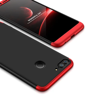 Полный защитный чехол для huawei Honor 9 Lite, модная матовая задняя крышка 3 в 1, чехол для мобильного телефона huawei Honor 9 Lite, Жесткий Чехол - Цвет: Red and Black