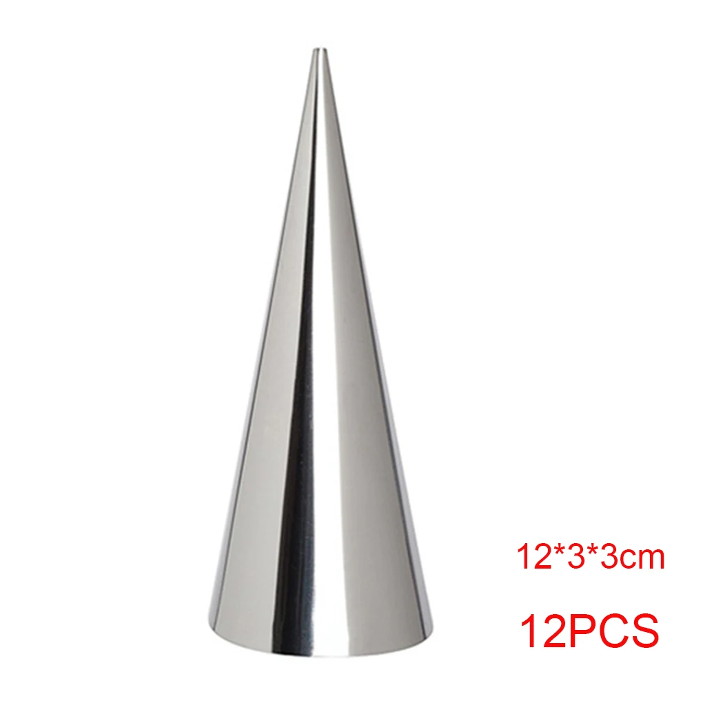 12 x 3 x 3cm 5/12 шт коническая труба конус рулон формы Нержавеющая сталь спиральной формы для Круассанов заварной крем Рог формочка для торта, хлеба - Цвет: 12 x 3 x 3cm