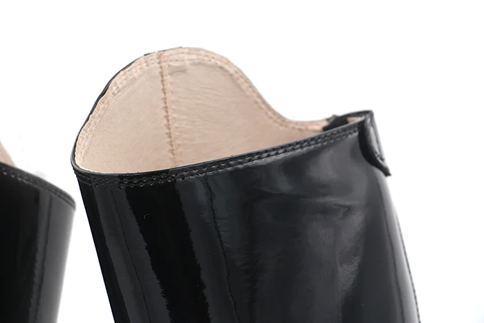 Pigskin Lining Сапоги в жокейском стиле из лакированной кожи; обувь из коровьей кожи с подкладкой; сапоги для верховой езды; обувь высокого качества; обувь на заказ - Цвет: Pigskin Lining