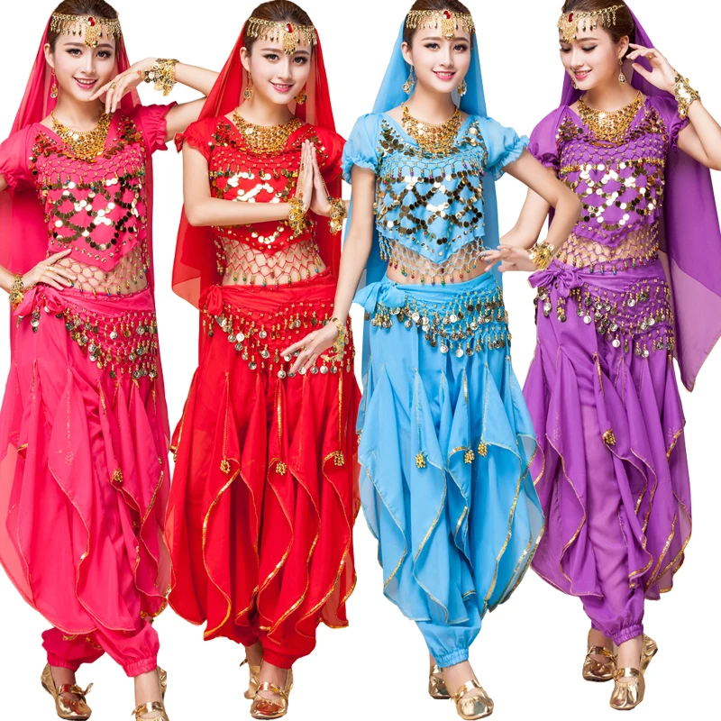 Женский костюм для танца живота штаны и топ из 4 предметов|indian belly dance costume|belly