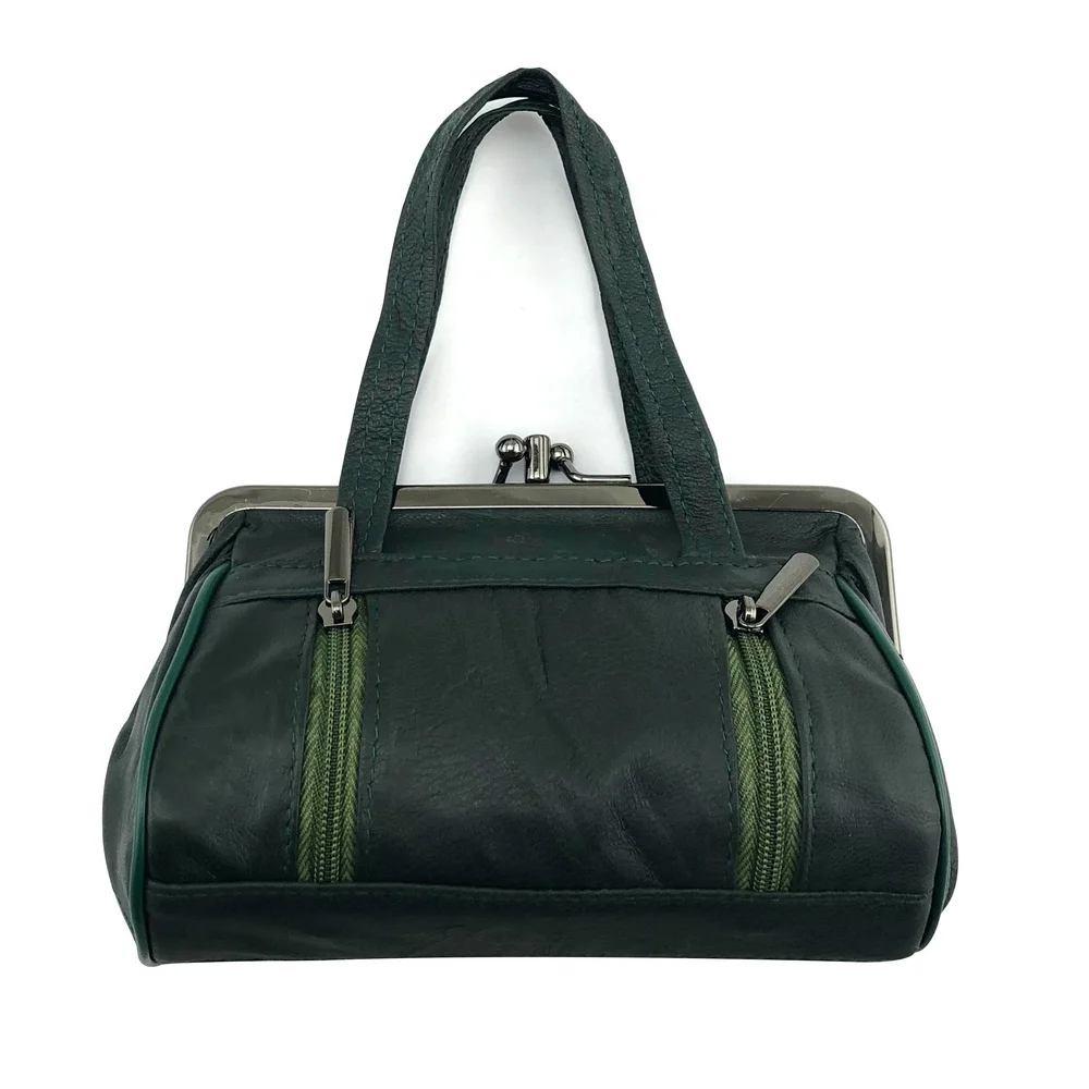 durk green 0121 NICOLE& CO женский кошелек для монет из натуральной кожи держатель для карт кошелек с металлической рамкой кошелек для девочек маленький мешок для монет - Цвет: durk green 0121