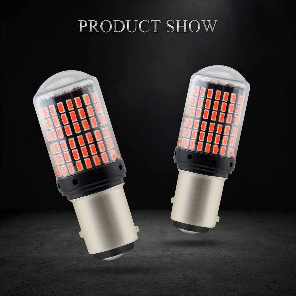 Красный СВЕТОДИОД Canbus 1157 P21W BAY15D 3014 144SMD без ошибок поворотники автомобиля 2