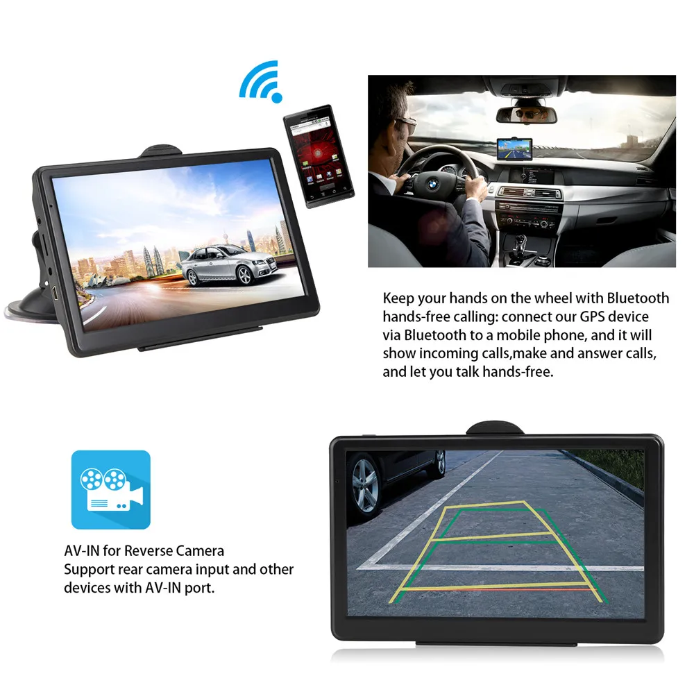 7 &quotемкостный экран автомобильный GPS навигация 8G Bluetooth AV-IN Sat Nav с беспроводной
