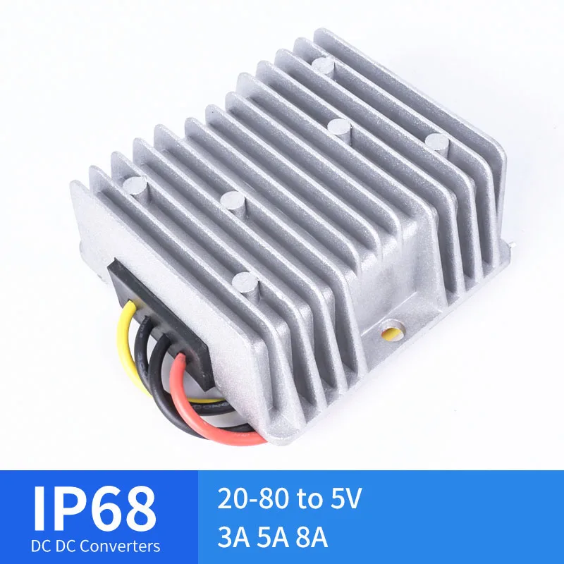 Водонепроницаемый понижающий преобразователь постоянного тока 20-80 в 5 3A 5A 8A