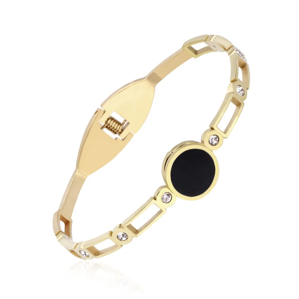 Роскошные золотые браслеты-манжеты mujer pulseras из нержавеющей стали круглые