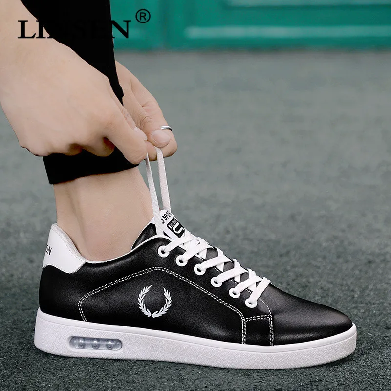 

Кроссовки мужские из искусственной кожи, дышащие, на плоской подошве, 2019