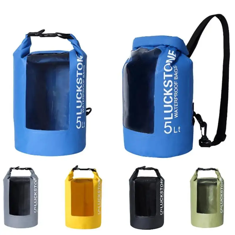 Красочные 5L/10L/20L водные виды спорта ПВХ Дрифт рюкзак прозрачное окно легкий Дайвинг плавающий сухой мешок Открытый водонепроницаемый