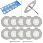 Алмазные режущие диски и лезвие для электродрели 12 шт.лот 50 мм с вращающимся хвостовиком 3 мм для резки стекла, керамики, нефрита