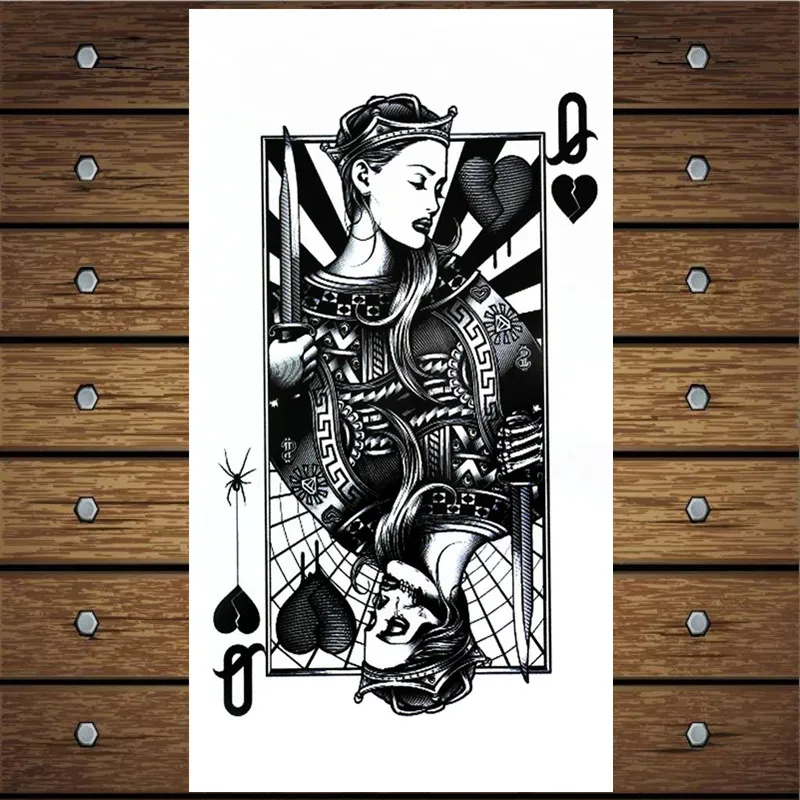 Y XLWAN Poker Q Queen Мужская оригинальная наклейка одноразовая водостойкая татуировка