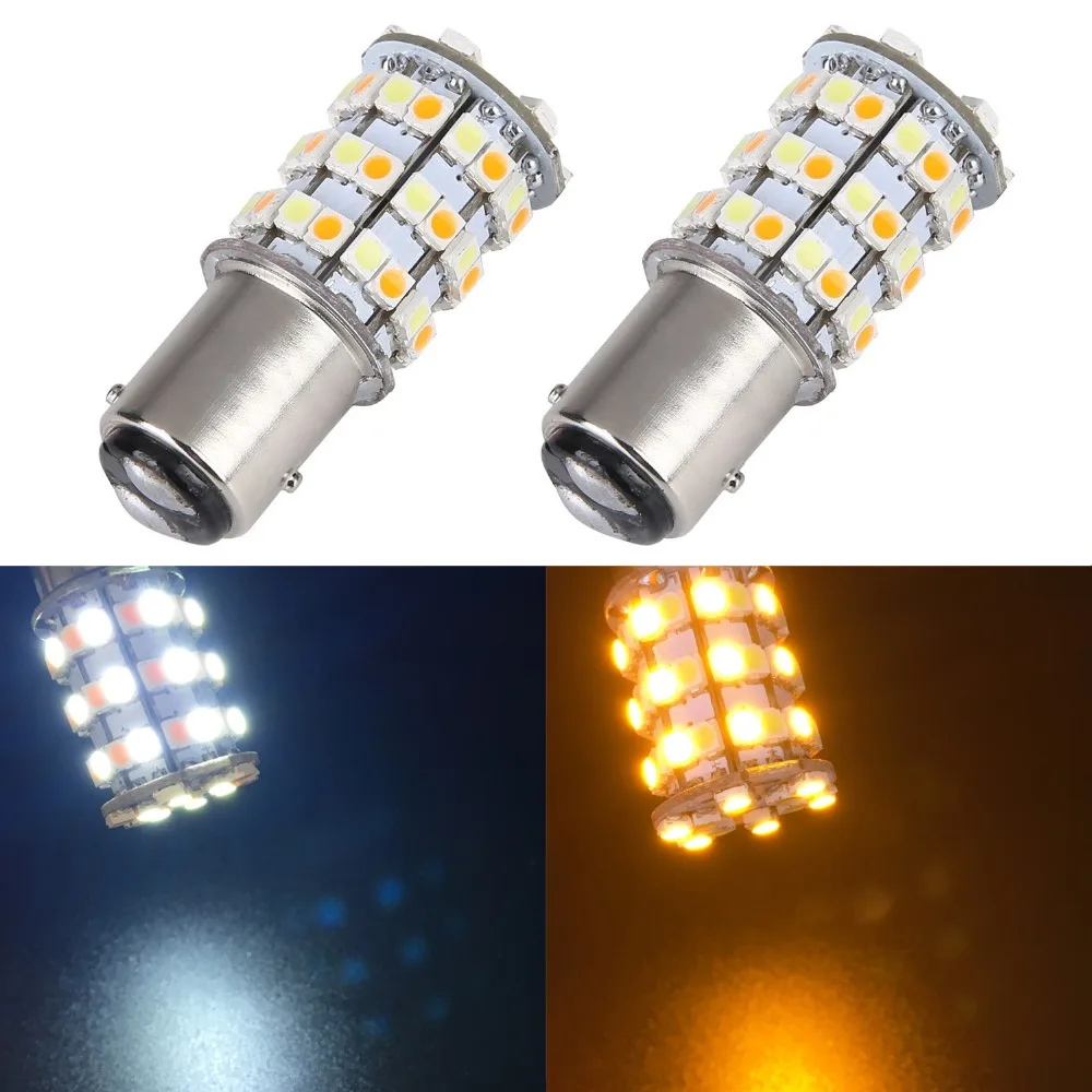 Новинка! 2 шт. 12 В 1157 BAY15D 3157 7443 3528 60 SMD двойной цвет желтый/белый с переключателем