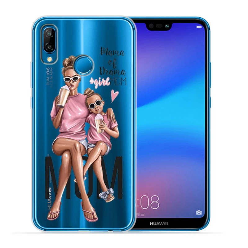 Чехол для телефона с коричневыми волосами мамы и девочки чехол Huawei P30 Lite Pro P20 P8Lite