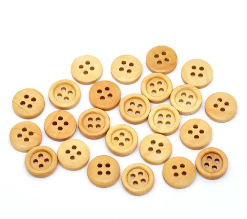 

Natural Wood Sewing Buttons Scrapbooking 4 Holes Round 15mm( 5/8") Dia, 20 PCs