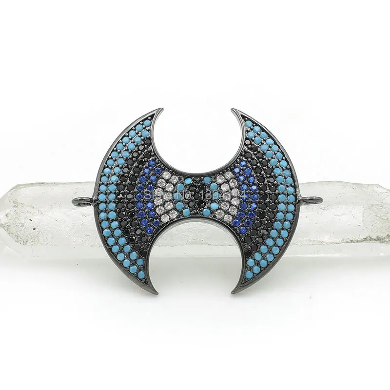 30*25*2 мм Micro Pave Kallaite &amp Black Blue Clear CZ круглые соединители подходят для мужчин и женщин