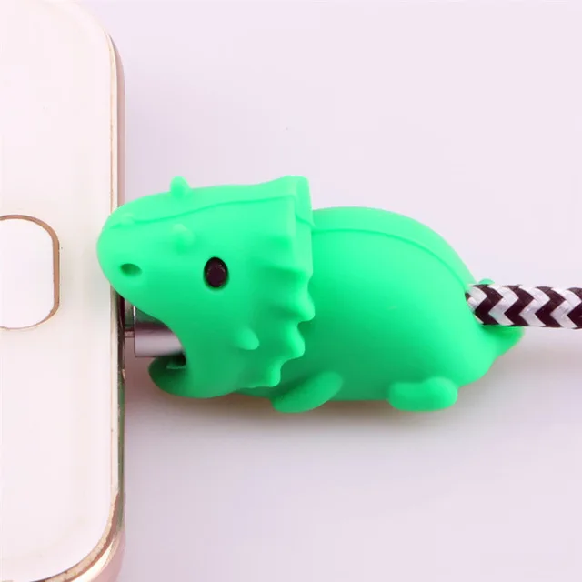 Siancs животное Фигурка динозавра кабель укуса протектор Симпатичные намотки chompers USB кабель Органайзер провода Держатель кабеля для кабель для android-устройств - Цвет: green