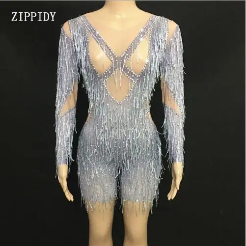 

2019 модное платье с бахромой, сексуальное прозрачное женское платье с кисточками, одежда для сценических танцев, вечерние праздничные комби...