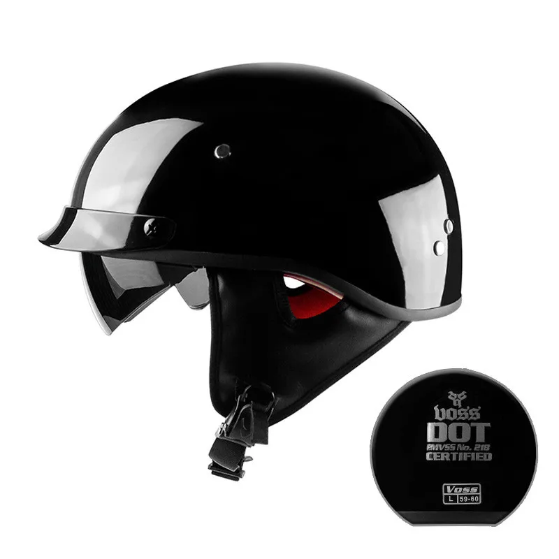 Black Vintage Motorcycle Helmet Open Face Dot Approved Half Retro Moto Casco Capacete Motociclistas | Автомобили и мотоциклы