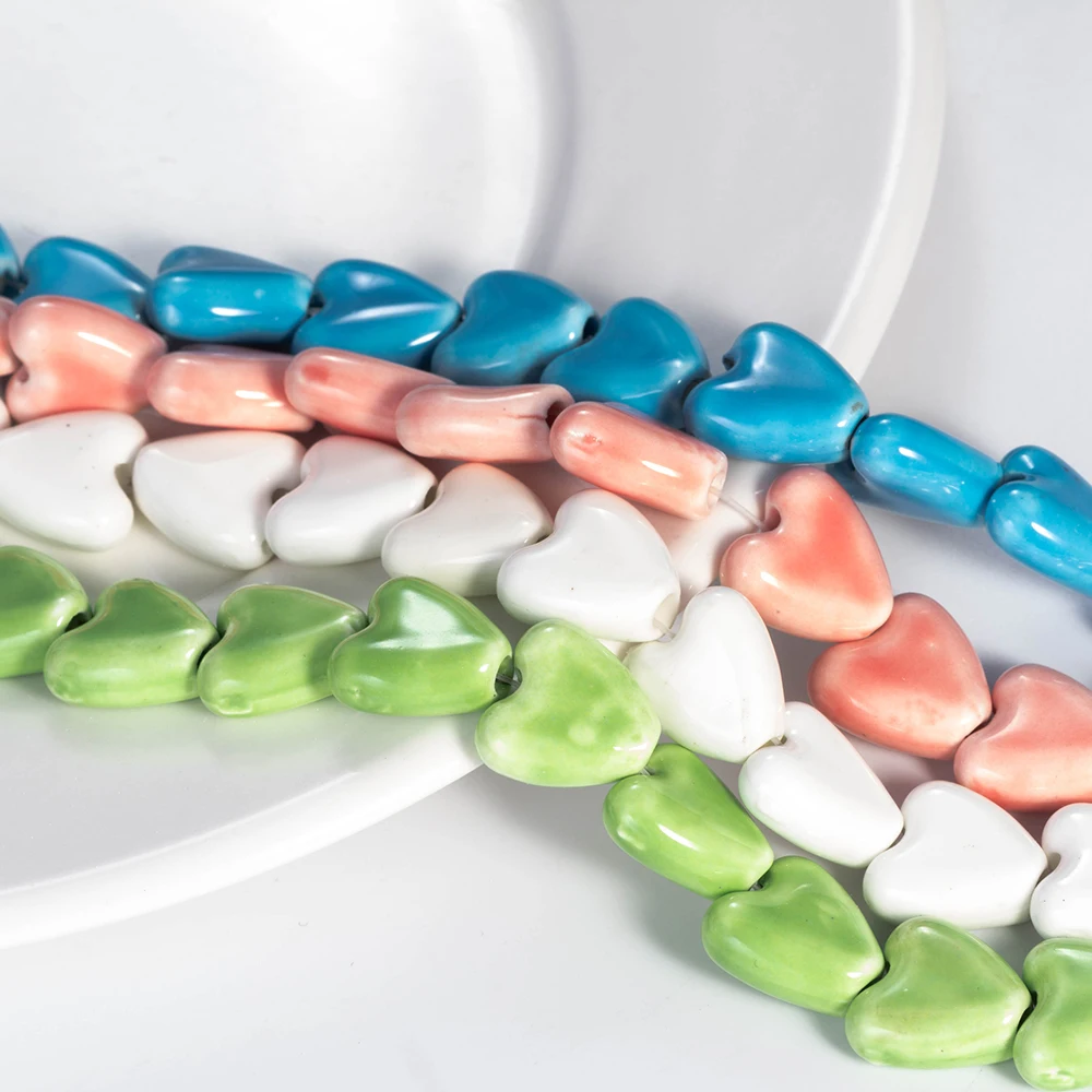 MEIBEADS 15 мм Разноцветные керамические бусины из глазури в форме сердца фурнитура