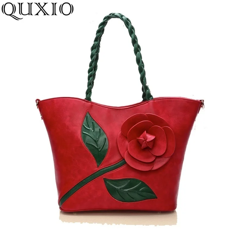 Vintage Woman Leather Handbag Rose Styles Shoulder Bag High Quality Luxury Handbags Women Bags Designer Bolsa Feminina DC070Z | Багаж и