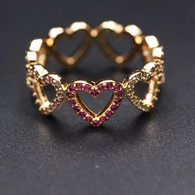 gold plated Роскошные кольца в форме сердца для женщин красочный Циркон Камень Обручальное женское кольцо на палец Золотой Цвет Бохо Мода Jewelry2019 - Цвет основного камня: gold plated