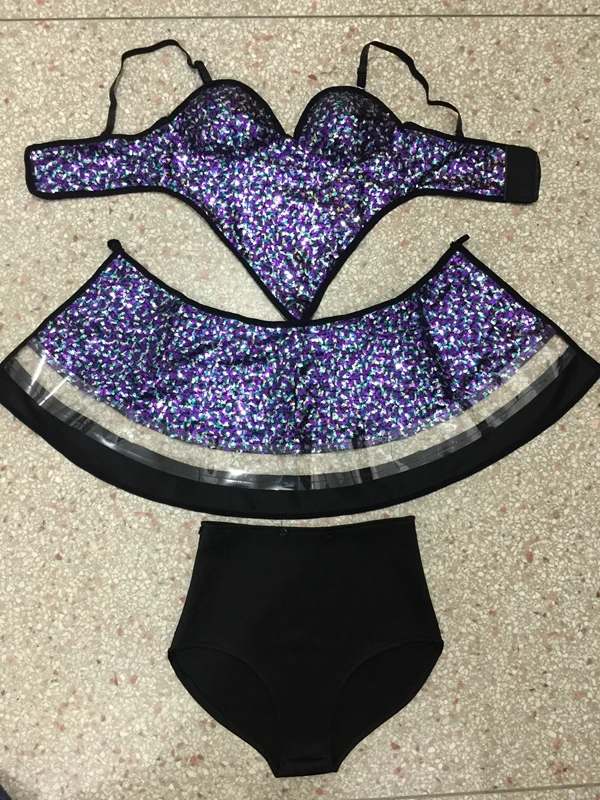 Танцевальная одежда для ночного клуба новый сексуальный комплект из трех частей