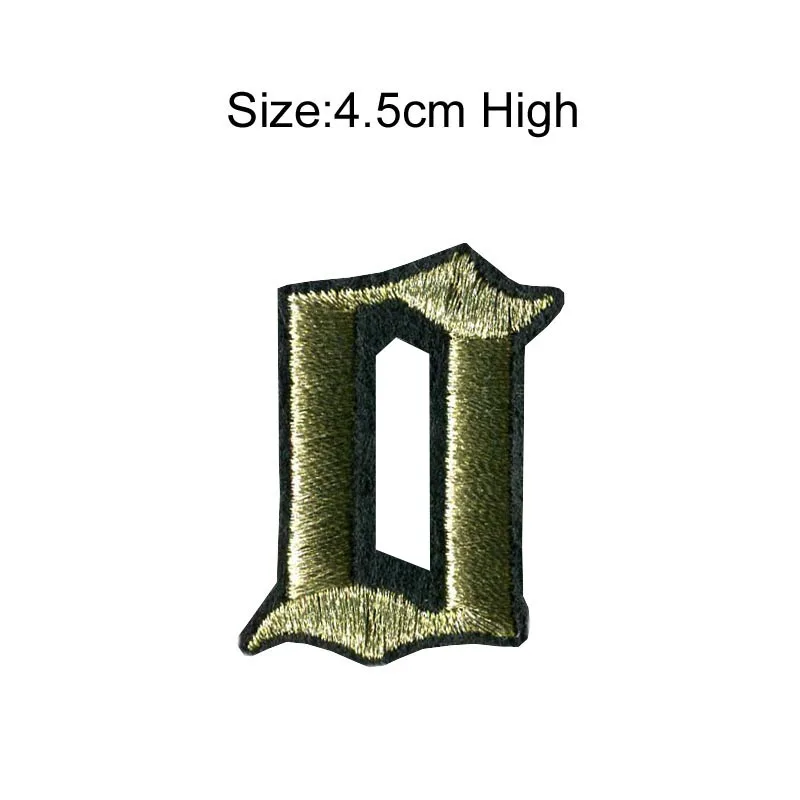 0 gold Metal patch 1 шт., высота 4,5 см, 0-9, черный, красный, черный, золотой, металлические Цифры, Смешанные Вышитые нашивки, Пришивные железные бейдж-украшения для одежды - Цвет: 0 gold Metal patch