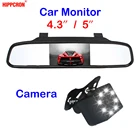 Hippcron Автомобильная камера заднего вида + Автомобильное Зеркало-монитор 2 в 1, система ночного видения, парковочная система 4,3 дюйма и 5 дюймов, HD дисплей
