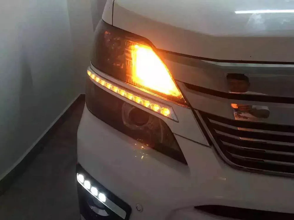 Автомобильная проблесковая 1 набор 12 V, АБС-пластик, Автомобильный светодиодный DRL Дневной светильник с поворотник DRL для Toyota Vellfire 2013