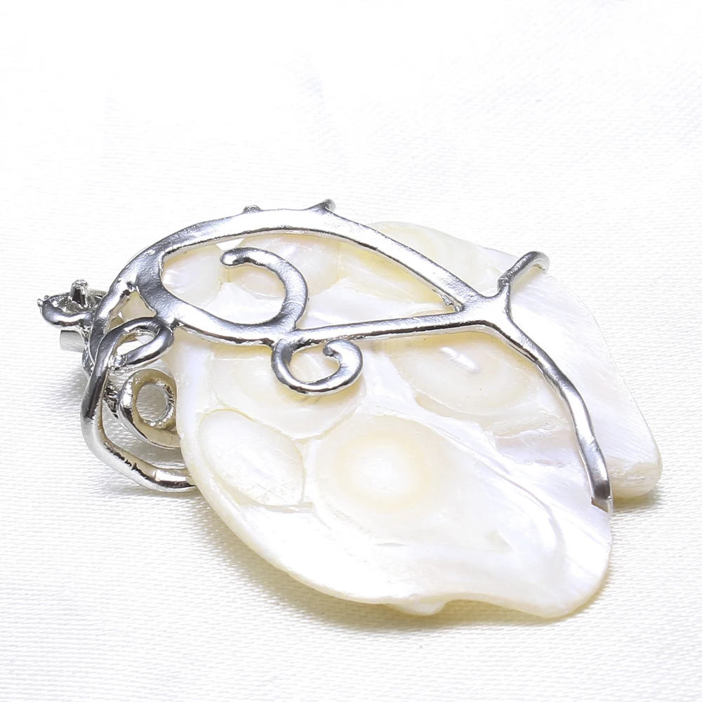 Подвеска с жемчугом Женская из натурального белого жемчуга 30x40 мм 2020|mother of pearl|pearl